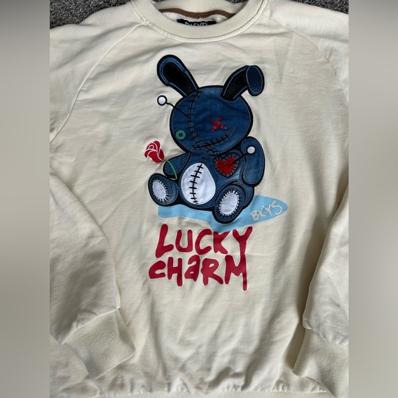 BKYS Lucky Charm cream colored crewneck sweatshirt size medium - Picture 2 of 9